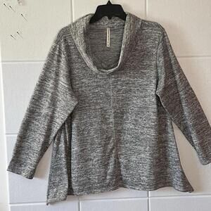 Forgotten Grace Cowl Neck Sweater 1X Gray Long Sleeve High/Low Hem￼